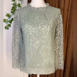 NWOT light green lace long sleeve top Size S